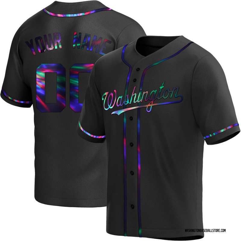 Custom Men's Washington Nationals Alternate Jersey - Black Holographic  Replica