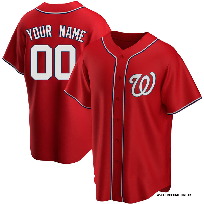 Custom Men's Washington Nationals Alternate Jersey - Red Replica