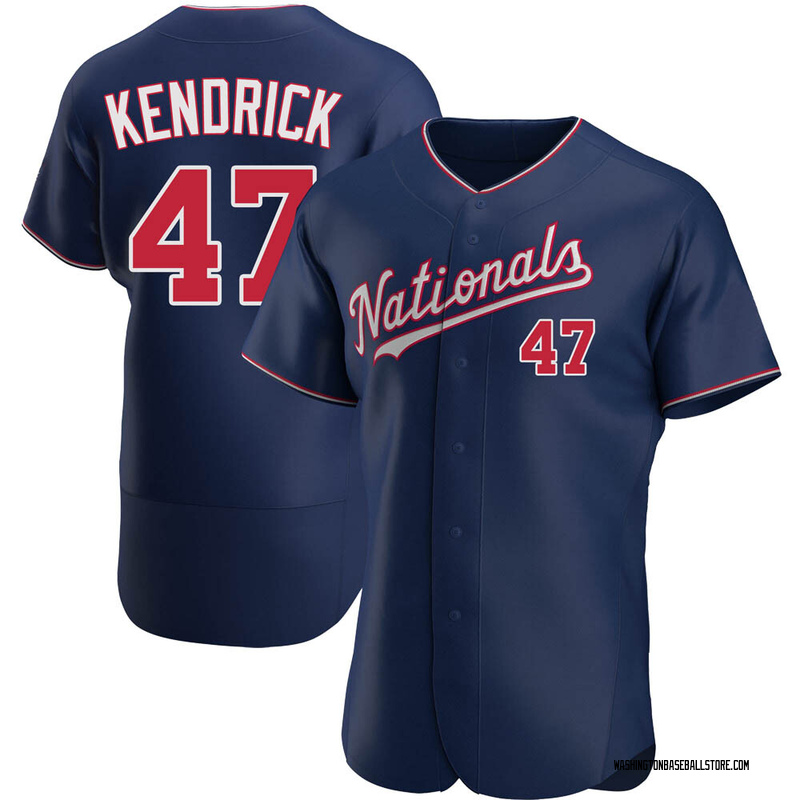 Men's Washington Nationals Howie Kendrick Majestic Navy Logo Official Name  & Number T-Shirt