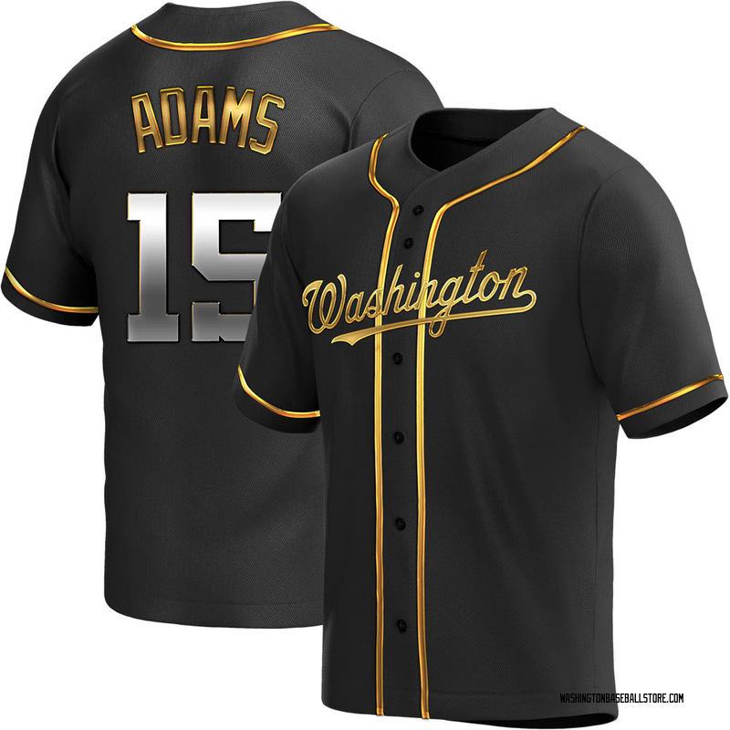 Riley Adams Men's Washington Nationals Alternate Jersey - Black Golden Replica