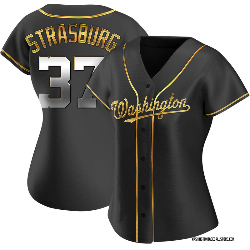 Stephen Strasburg Women's Washington Nationals Alternate Jersey - Black  Golden Replica